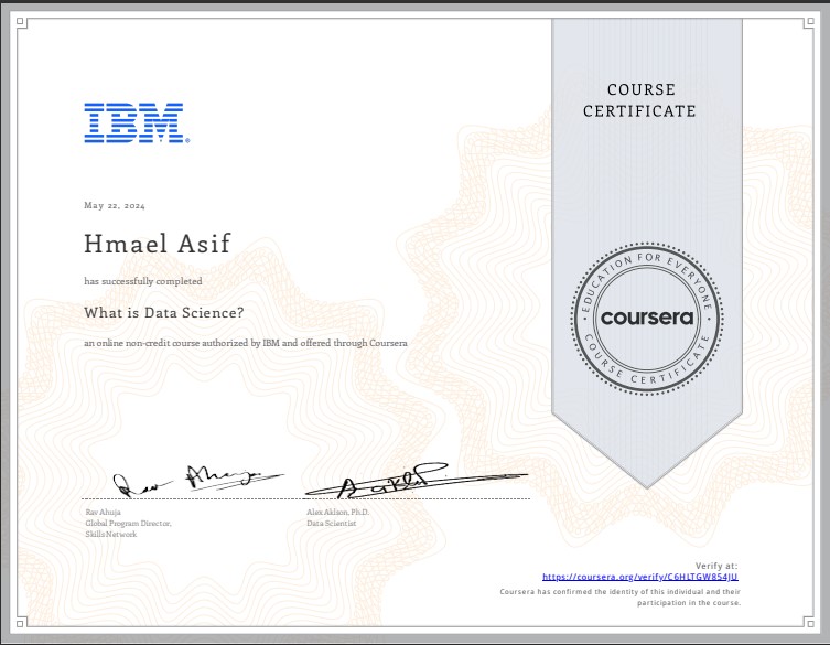hmael asif certification